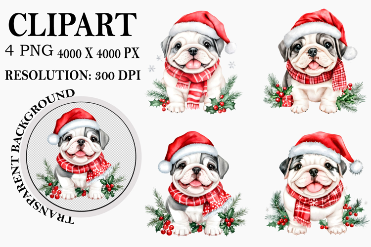 Whimsical Christmas Peeking Dog Clipart Watercolor PNG
