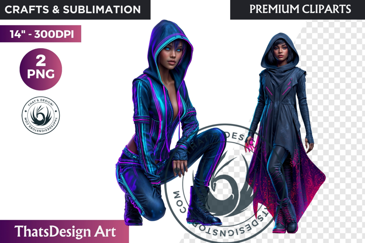 Urban Neon Witch Sublimation Graphics, Cyberpunk PNG