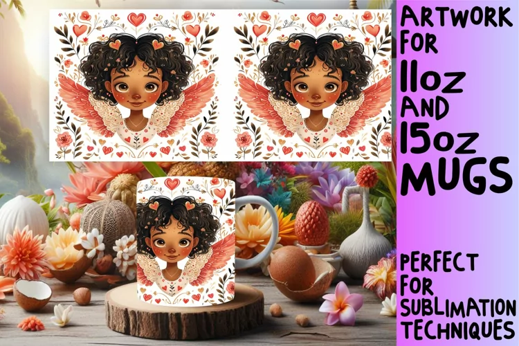 Cupid's Kiss on Patterned Mugs