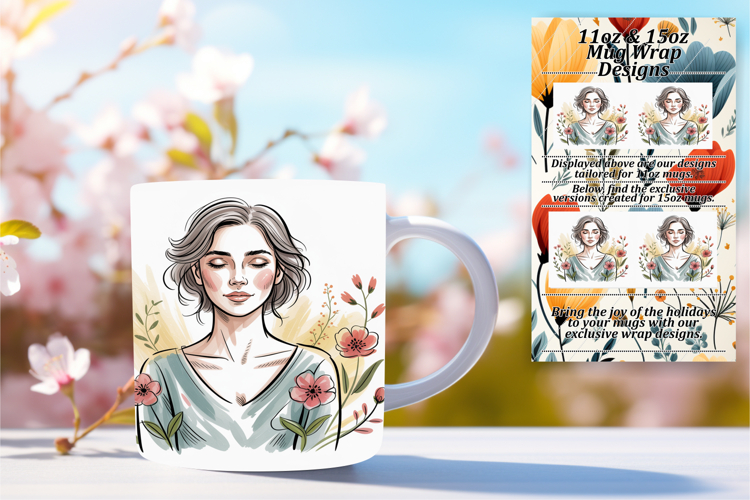 Luxurious 11oz Png Mug Wrap Template , Beauty Woman