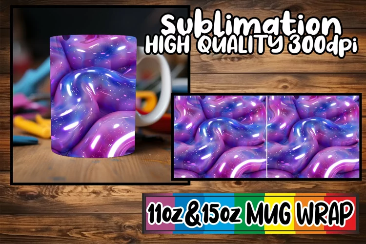 Vibrant Puff Wonderland: Sublimation Mug Wrap