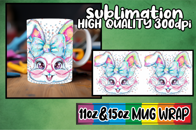 Bright horizons 11oz 15oz sublimation wrap, Easter Bunny