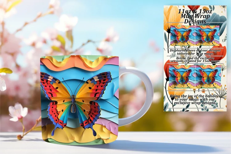 Chromatic Butterfly Elegance: Spring Mug Wrap