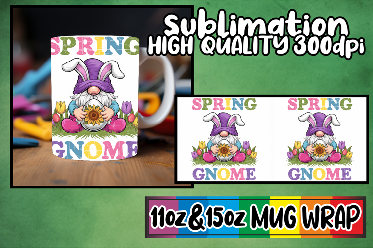 Enchanted mornings sublimation print, Easter Gnome
