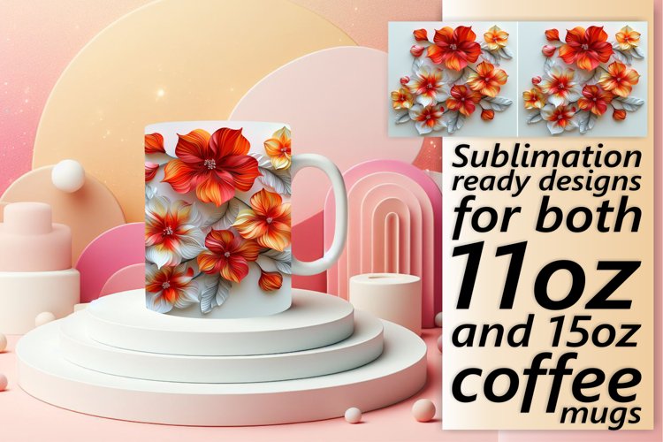 Colorful 3D Blossom Mug Wrap Sublimation 11oz 15oz