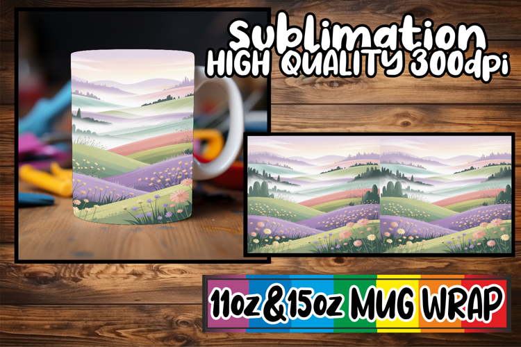Luminous vibes sublimation mug wrap, Spring