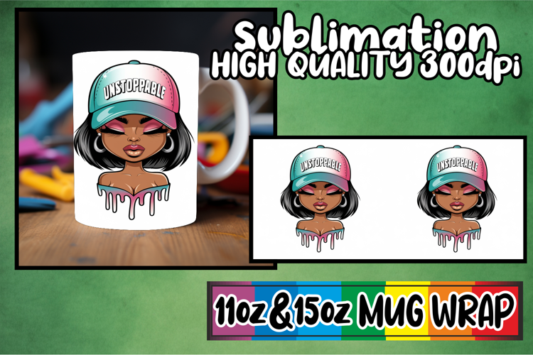 Cheerful sunsets 11oz 15oz sublimation wrap, Black Woman