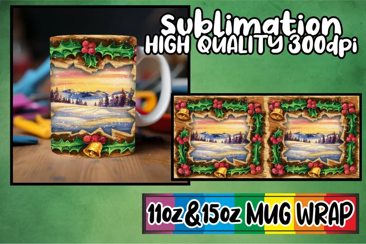 Blissful days 11oz 15oz mug wrap, Christmas