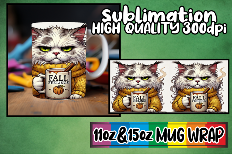 Radiant love 11oz 15oz sublimation wrap, Grumpy Cat