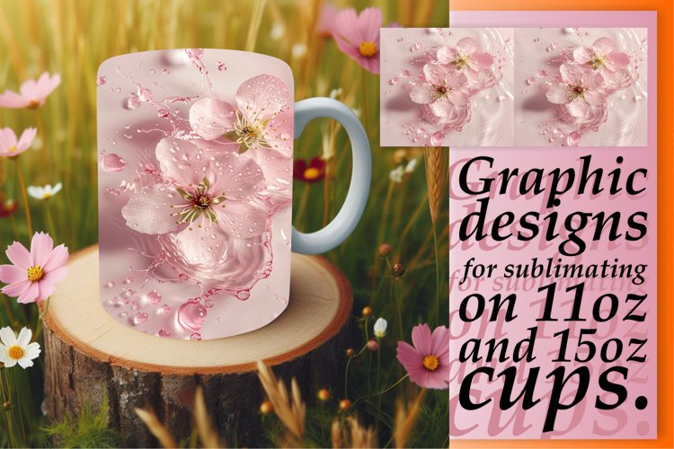 Blossom Reflection: Floral Water Design Mug Wrap 11oz