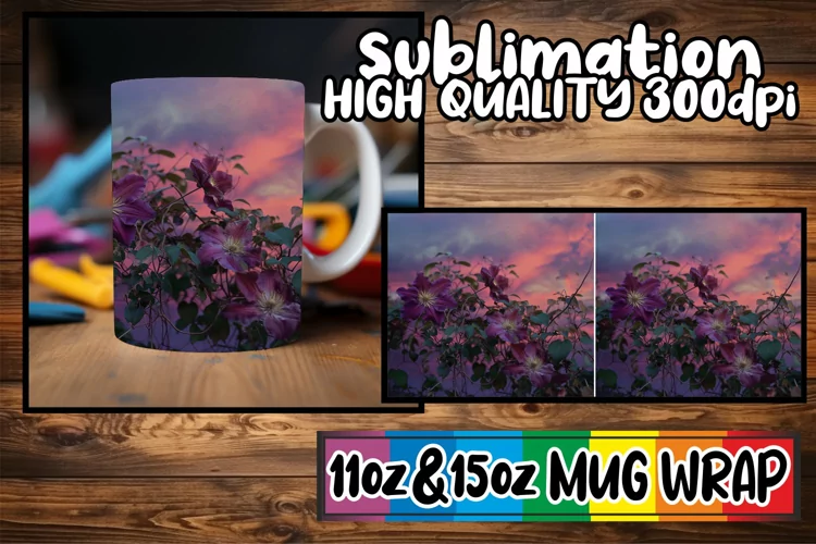 Vintage Flower Dream: Retro Mug Wrap Sublimation