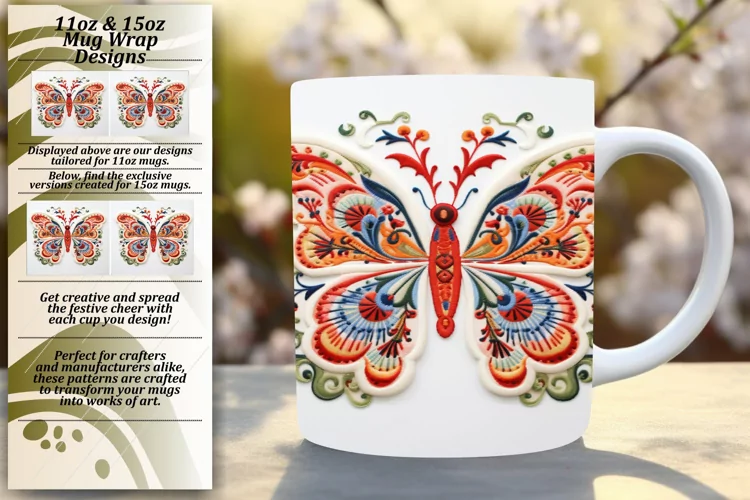 Lively Butterfly Art Mug Wrap