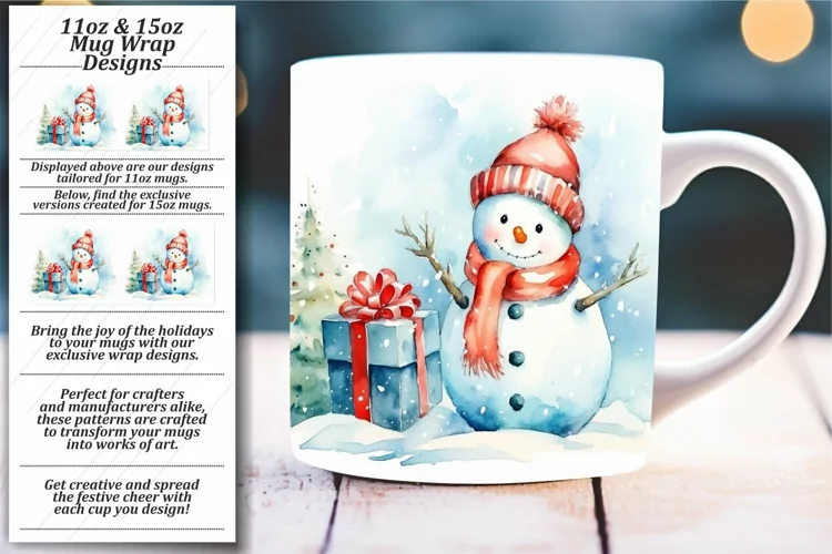 Watercolor Snowman Serenity: Mug Wrap Sublimation