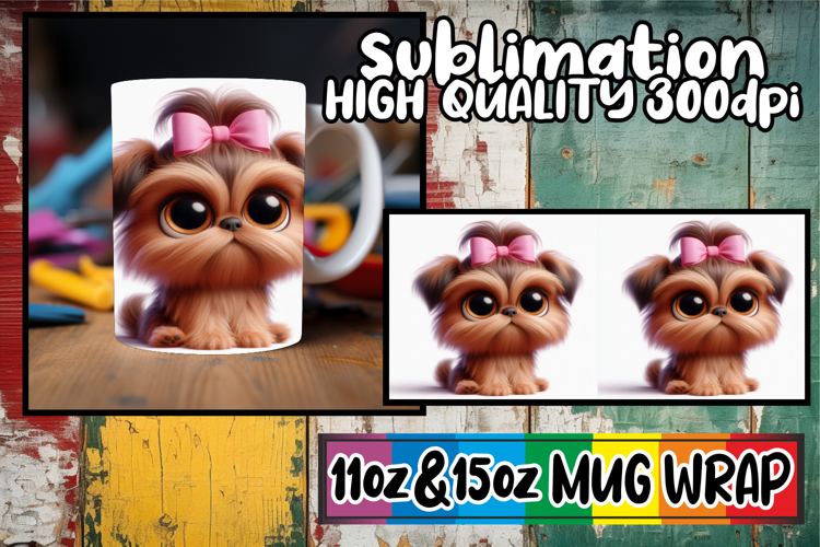 Unique thoughts 11oz 15oz sublimation wrap, 3D Dog