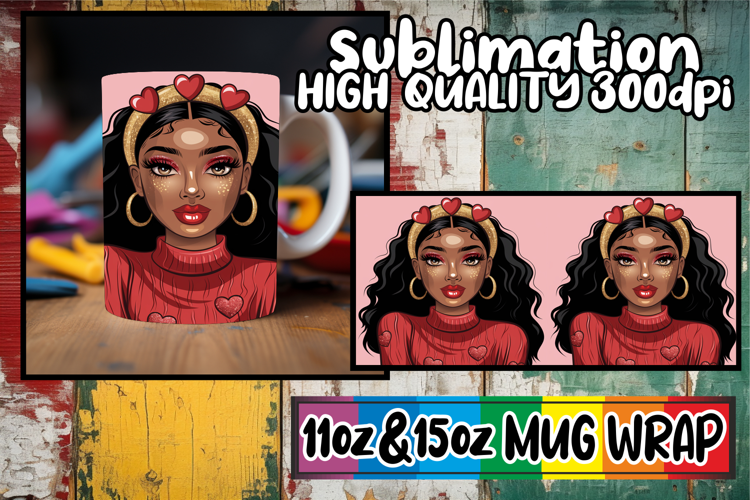 Wholesome vibes 11oz 15oz sublimation wrap, Afro Girl