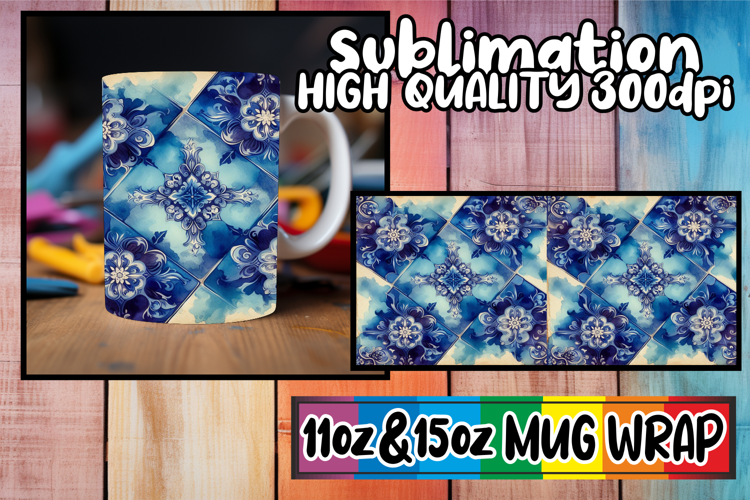 Inspiring journeys 11oz 15oz mug wrap, Watercolor Pattern