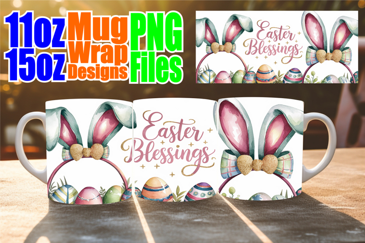 Joyful journeys 11oz 15oz mug wrap, Easter Bow