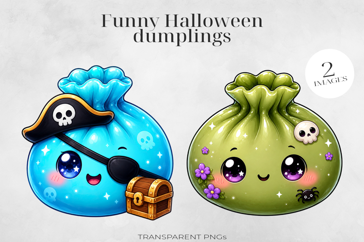 Cute Halloween Dumpling Clipart 2 PNGs
