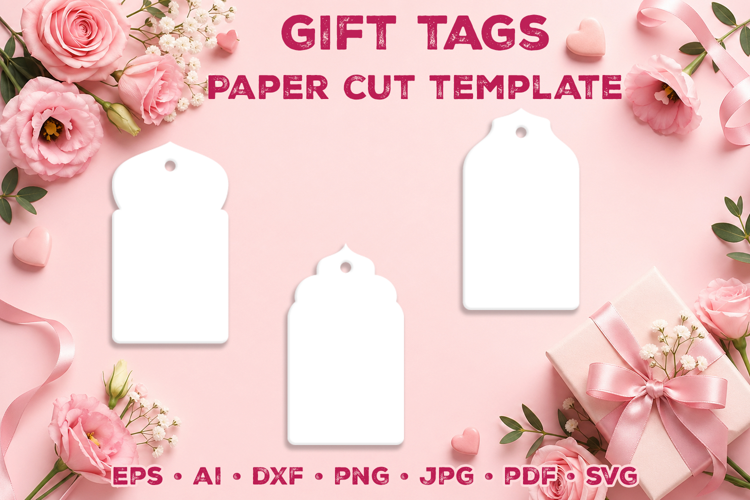 Paper Cut Tags Template. Gift Tags SIlhouette. Sale Tags SVG