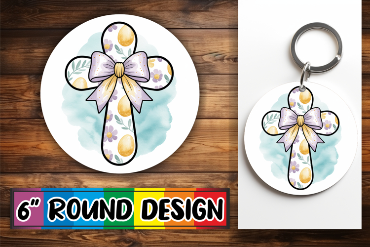 Joyful Ornaments Round Style PNG, Cross and Bow