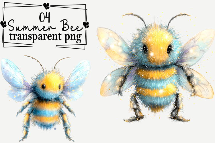 Whimsical Summer Bee Clipart Watercolor PNG