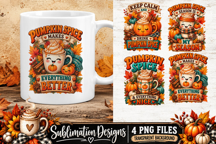 Pumpkin Spice Coffee Fall Sublimation PNG example image 1