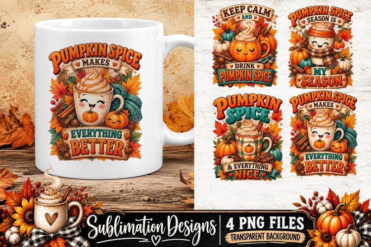 Pumpkin Spice Coffee Fall Sublimation PNG