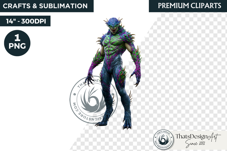 Halloween Acid Monster Clipart PNG Neon Fantasy Character