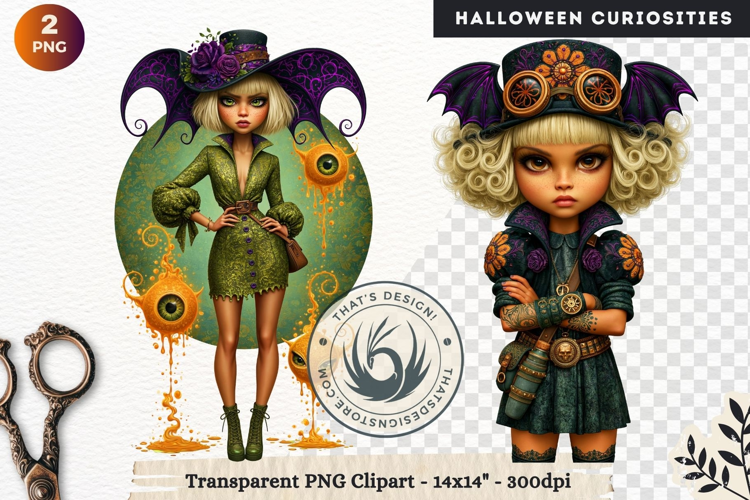Surreal Halloween Character Cliparts Spooky Curiosities