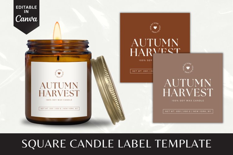 Custom Square Candle Label Canva Template - 3 example image 1