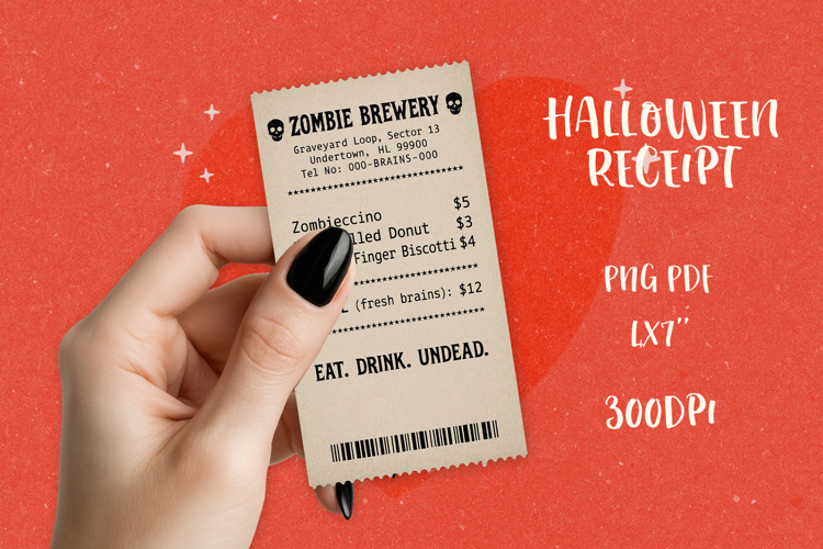 Spooky Halloween Receipt PNG|Funny Printable & Sublimation