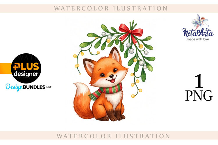 Illustration of a cute Christmas fox example image 1