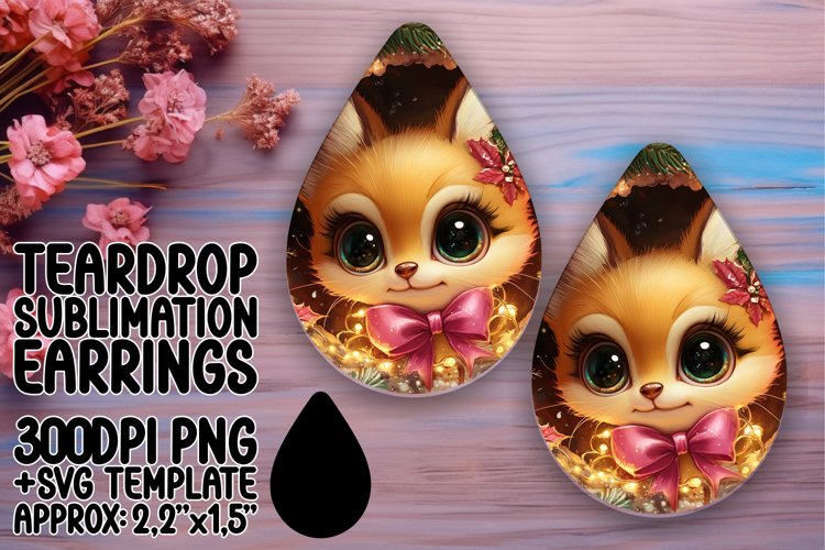 Sophisticated Teardrop Earrings Sublimation Art , Christmas