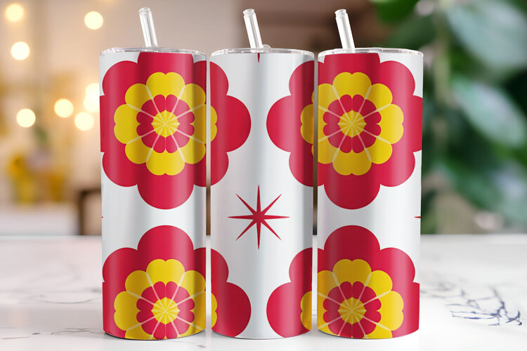 Floral Pattern Tumbler Wrap | Sublimation | Tumblers example image 1