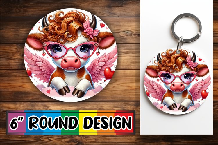 Whimsical Round Car Coaster Designs, Valentines