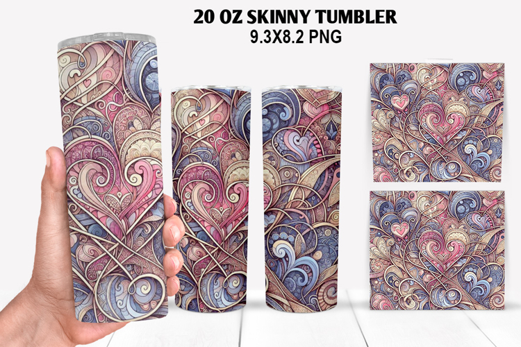 Valentine Skinny Tumbler 20oz Wrap Design, Valentine Tumbler