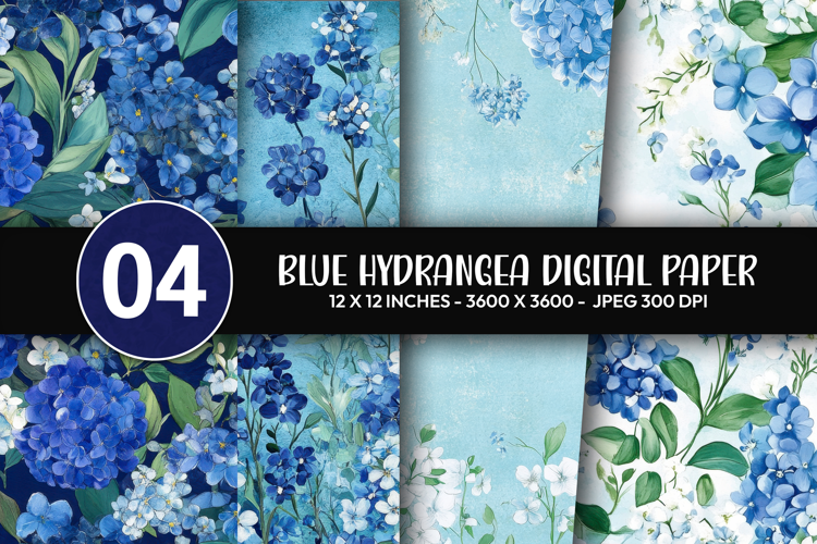 Blue Hydrangea Digital Paper