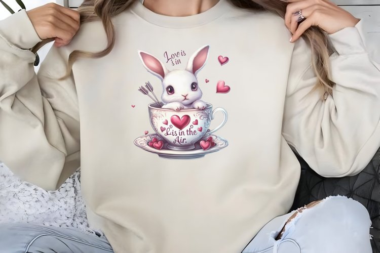 Valentines Day Bunny Cups Clipart PNG