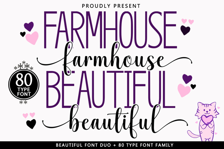 Farmhouse Beautiful - Font Duo In 80 Type Font Family