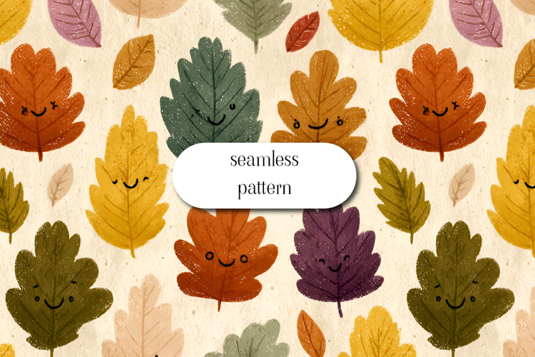 Cute Autumn Leaves Seamless Pattern Illustration