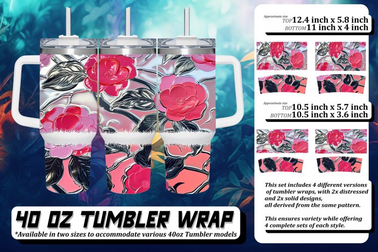 Springtime 3D Flower Tumbler Wrap 40oz example image 1