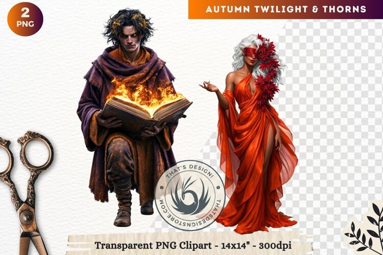 Fantasy Autumn Clipart PNG Twilight Thorns sublimation example image 1