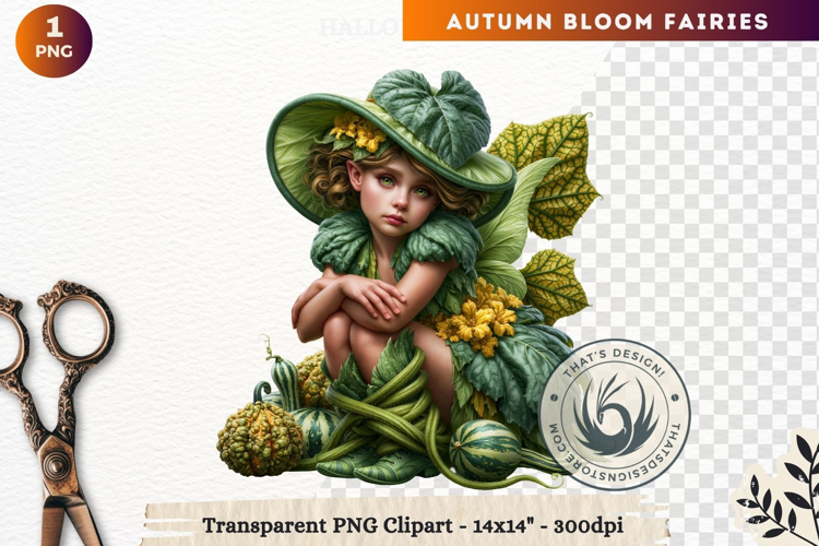 Autumn Bloom Floral Fairy Clipart, Mythical Fantasy PNG
