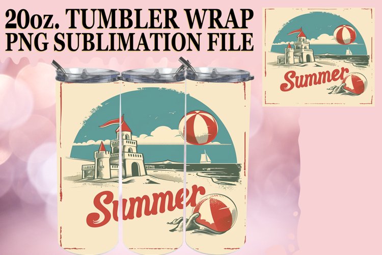 Summer Vibes Sublimation,Tumbler Wrap 20oz example image 1