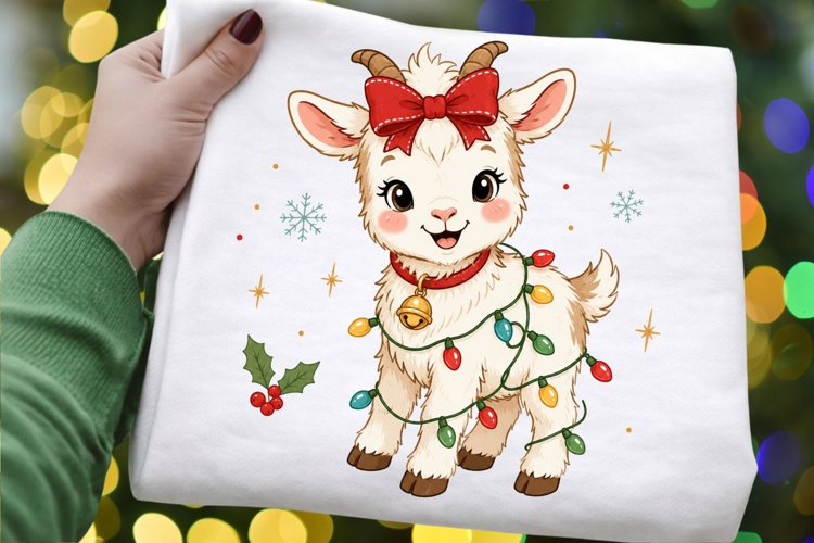 Christmas Sweater Baby Goat PNG Sublimation Design - Cute