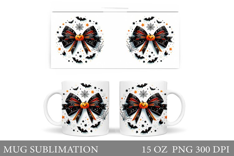 Halloween Bow Mug Sublimation. Halloween Mug Design example image 1