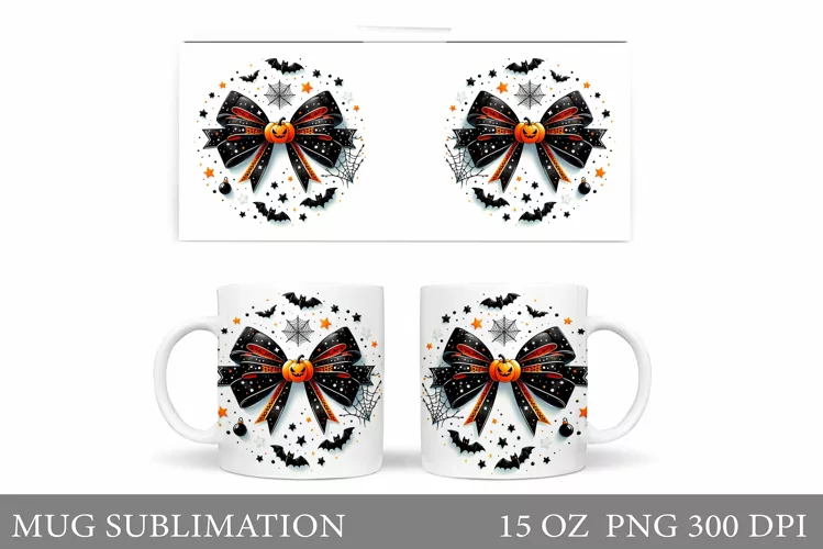 Halloween Bow Mug Sublimation. Halloween Mug Design