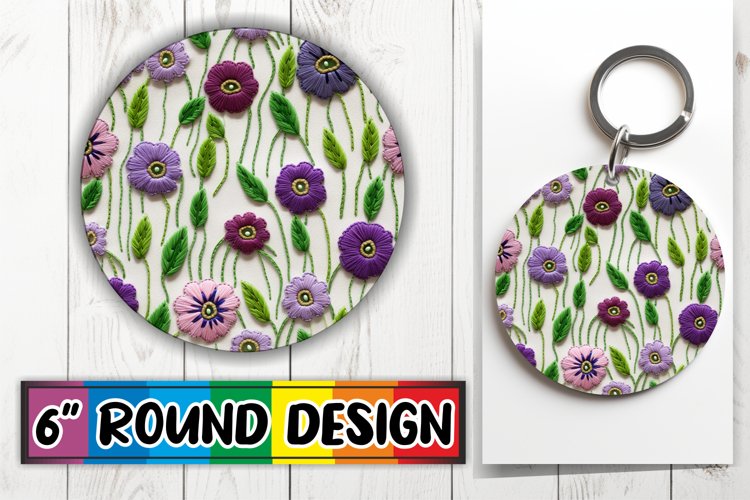 Sublime 3D Flower Embroidered Circle - Keychain Accent example image 1