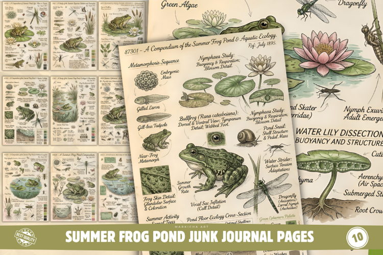 Summer Frog Pond Junk Journal Pages