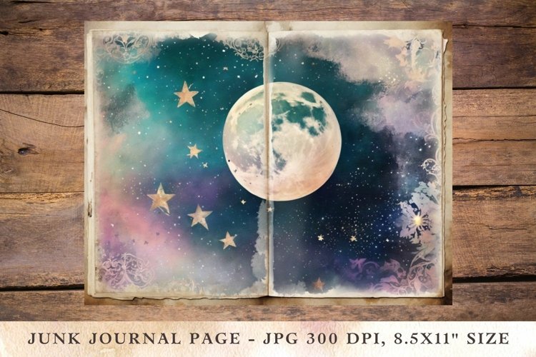 Printable Junk Journal Pages moon stars 13